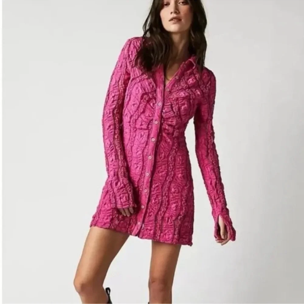 New Free People Shayla Lace Boho Mini Dress - Picture 1 of 14